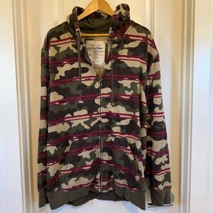 Y2K Anchor Blue stripes camo Zip-Up Hoodie size XXL indie grunge streetwear